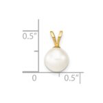 14K 7-8mm White Round Freshwater Cultured Pearl Pendant - Image 3