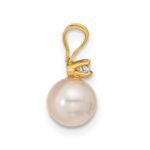 14k 6-7mm White Round Akoya Saltwater Cultured Pearl and .10 Carat Diamond Post Earrings and Pendant Set - Image 2