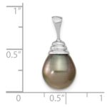 14k White Gold 10-11mm Black Teardrop Tahitian Saltwater Cultured Pearl Pendant - Image 3