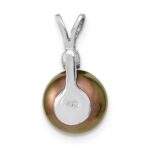 14k White Gold 9-10mm Black Round Tahitian Saltwater Cultured Pearl and .05 Carat Diamond Pendant - Image 3