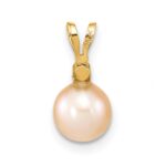 14k 6-7mm Pink Round Freshwater Cultured Pearl and .03 Carat Diamond Pendant - Image 4