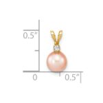 14k 6-7mm Pink Round Freshwater Cultured Pearl and .03 Carat Diamond Pendant - Image 3