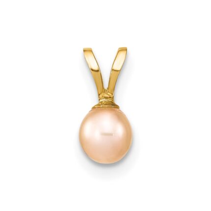 14k 4-5mm Round Pink Freshwater Cultured Pearl Pendant