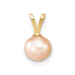 14k 6-7mm Round Pink Freshwater Cultured Pearl Pendant - Image 4