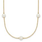 10K 5-6mm White Near Round Freshwater Cultured Pearl 7-Station 16 inch Necklace