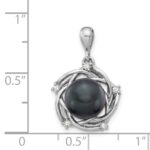 14k White Gold 8-9mm Black Round Tahitian Saltwater Cultured Pearl and .075 Carat Diamond Pendant - Image 3
