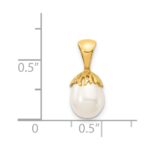 14K 7-8mm White Rice Freshwater Cultured Pearl Pendant - Image 3