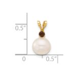 14k 7-7.5mm White Round Freshwater Cultured Pearl and .09SQ Smoky Quartz Pendant - Image 4