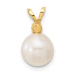 14k 8-8.5mm White Round Freshwater Cultured Pearl and .09SA Sapphire Pendant - Image 3