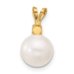 14k 8-8.5mm White Round Freshwater Cultured Pearl and .07TZ Tanzanite Pendant - Image 3