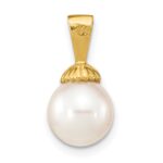 14K 8-9mm White Round Freshwater Pearl Pendant - Image 4