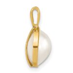14K 10-11mm White Round Saltwater Cultured Mabe Pearl Pendant - Image 2