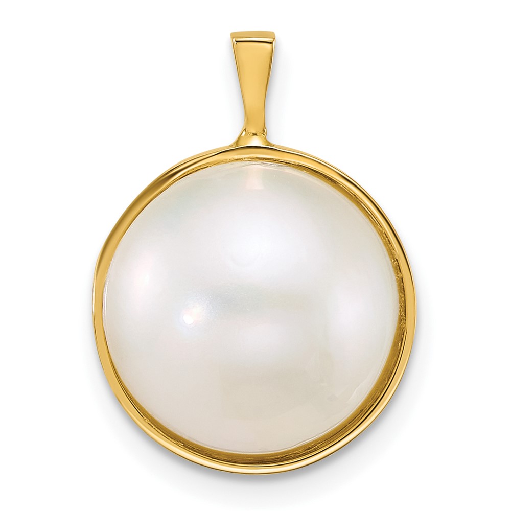 XF876.jpg 14k 12-13mm White Round Saltwater Cultured Mabe Pearl Pendant - Image 1