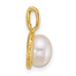 14k Polished 7-8mm Button White Freshwater Cultured Pearl Pendant - Image 2