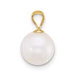 14k Polished 8-9mm Round White Freshwater Cultured Pearl Pendant - Image 2