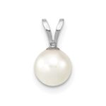 14k White Gold 6-7mm White Round Akoya Saltwater Cultured Pendant