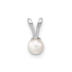 14k White Gold 3-4mm White Round Freshwater Cultured Pearl Pendant - Image 3