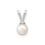 14k White Gold 4-5mm White Round Freshwater Cultured Pearl Pendant - Image 3