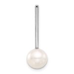 14K White Gold 8-9mm Round White Freshwater Cultured Pearl Drop Chain Slide