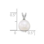 14k White Gold Polished 8-9mm Round White Freshwater Cultured Pearl Pendant - Image 4