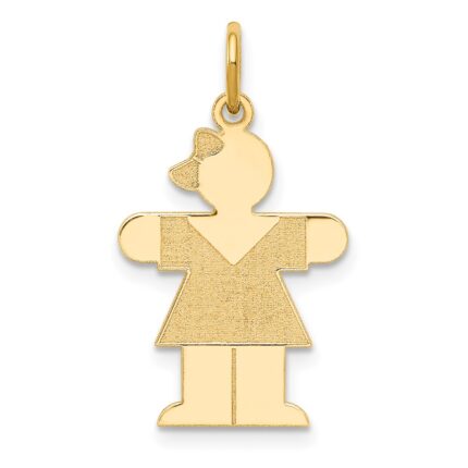 14k The Kids Small Girl with Bow Engravable Hugs Charm