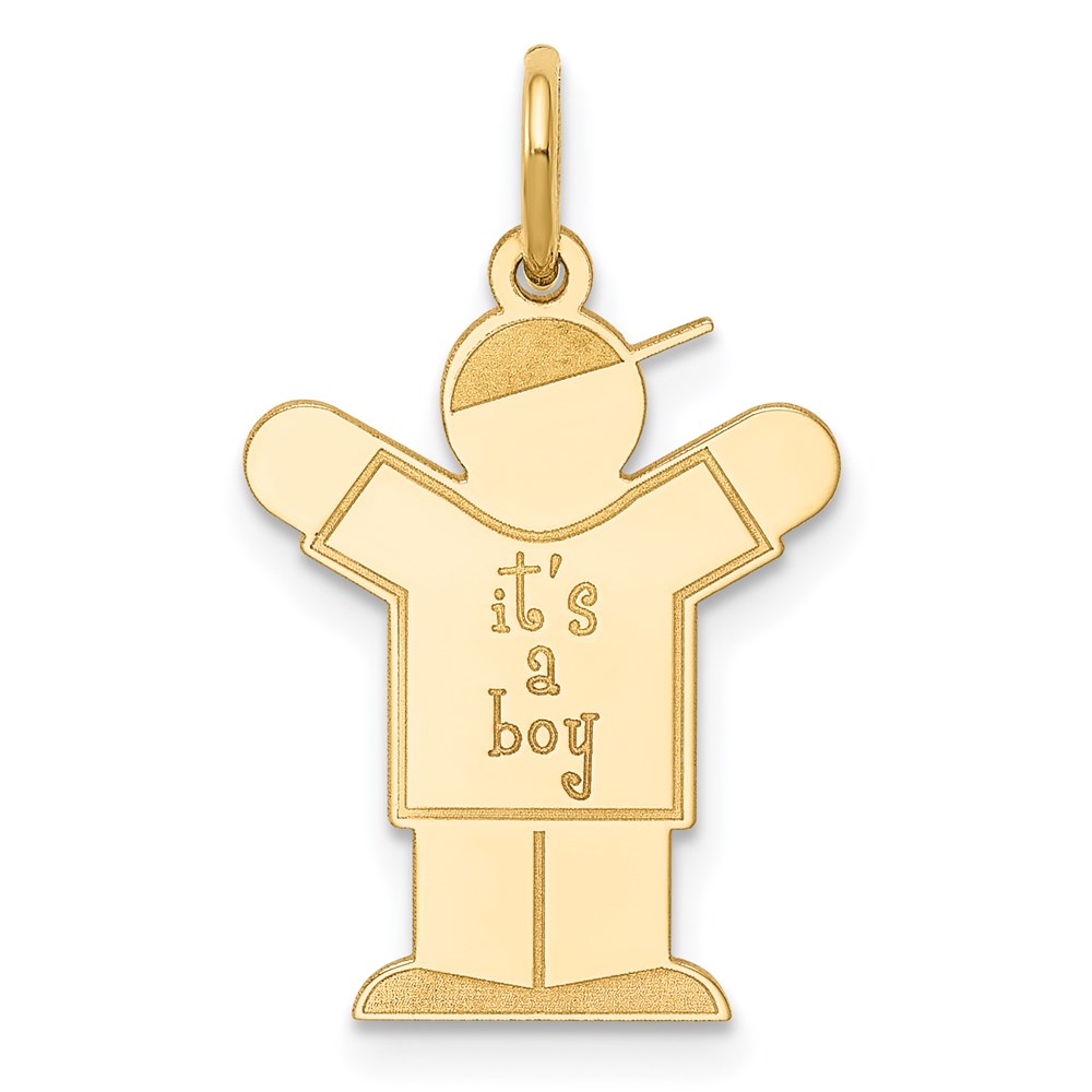XK1102Y.jpg 14k The Kids Small It's a Boy Engravable Love Charm - Image 1
