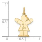 14k The Kids Small It's a Girl Engravable Love Charm - Image 3