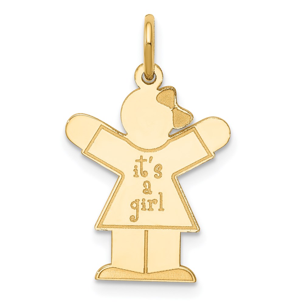 XK1106Y.jpg 14k The Kids Small It's a Girl Engravable Love Charm - Image 1