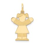 14k The Kids Small Girl with Ponytails Engravable Love Charm