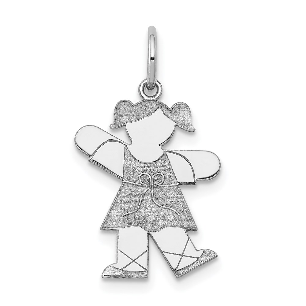 XK1117W.jpg 14k White Gold The Kids Small Ballet Girl Engravable Kiss Charm - Image 1