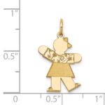 14k The Kids Small Floral Dress Girl Engravable Kiss Charm - Image 3
