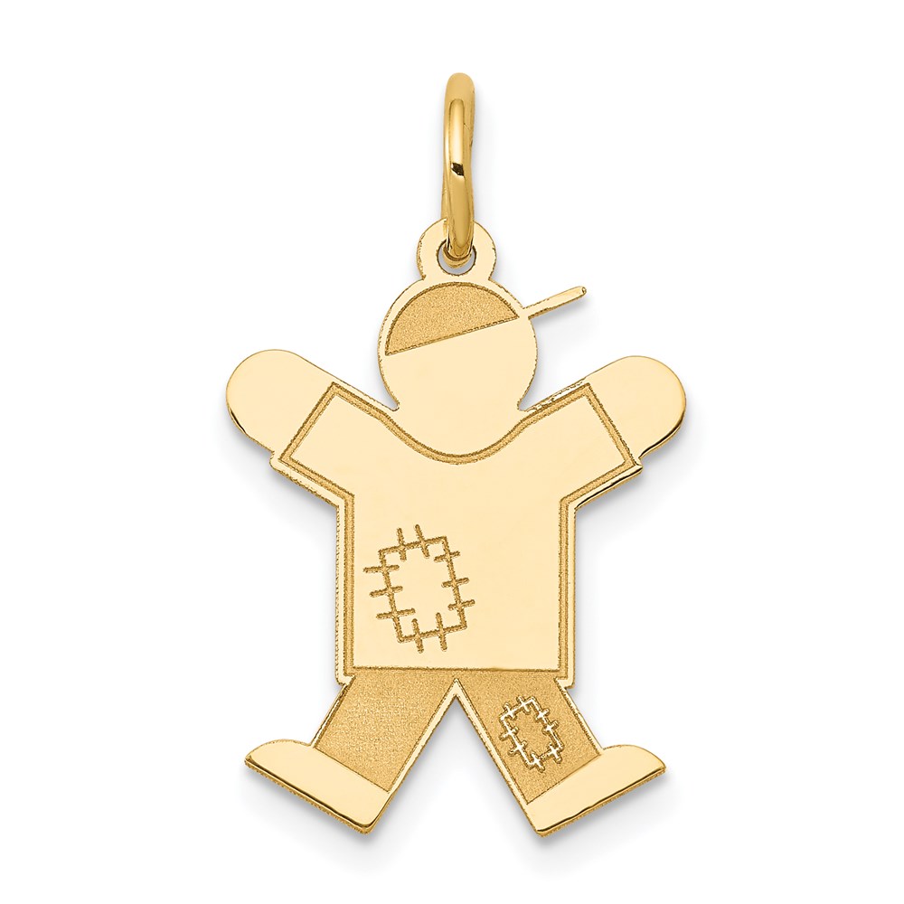 XK1121Y.jpg 14k The Kids Small Patches Boy Engravable Joy Charm - Image 1