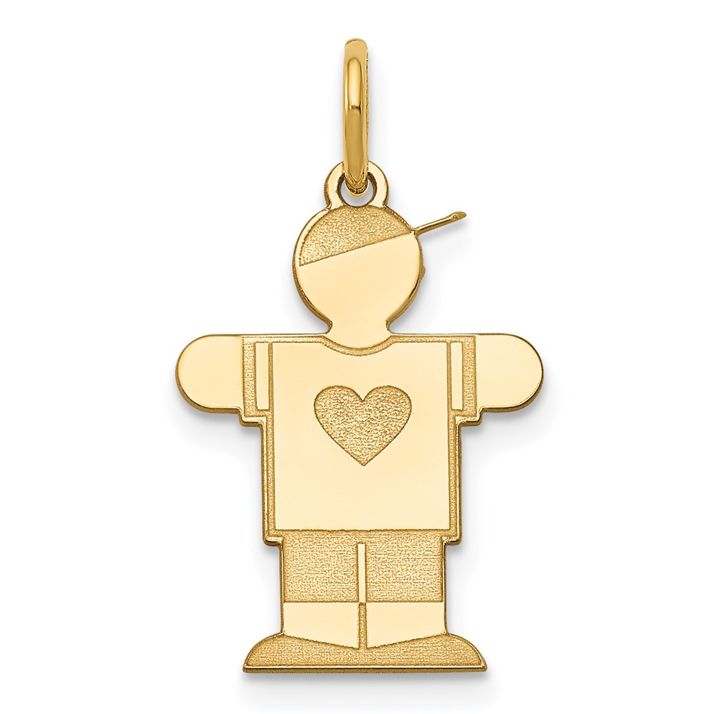 XK1144Y.jpg 14k The Kids Small Heart Shirt Boy Engravable Hugs Charm - Image 1