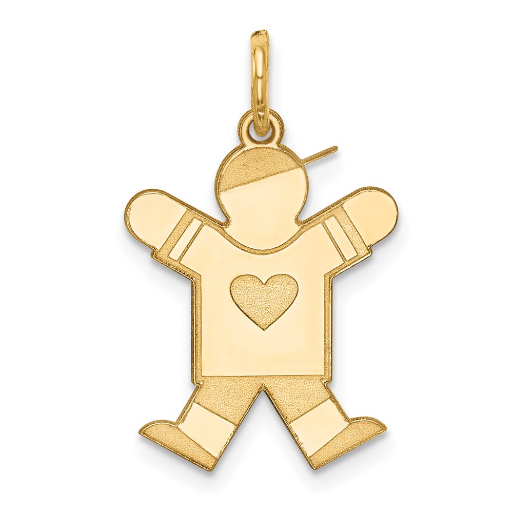 XK1146Y.jpg 14k The Kids Small Heart Shirt Boy Engravable Joy Charm - Image 1