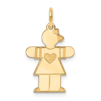 14k The Kids Small Heart Dress Girl Engravable Hugs Charm