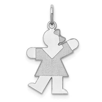 Sterling Silver Rhodium-plated Kiss Kid Charm
