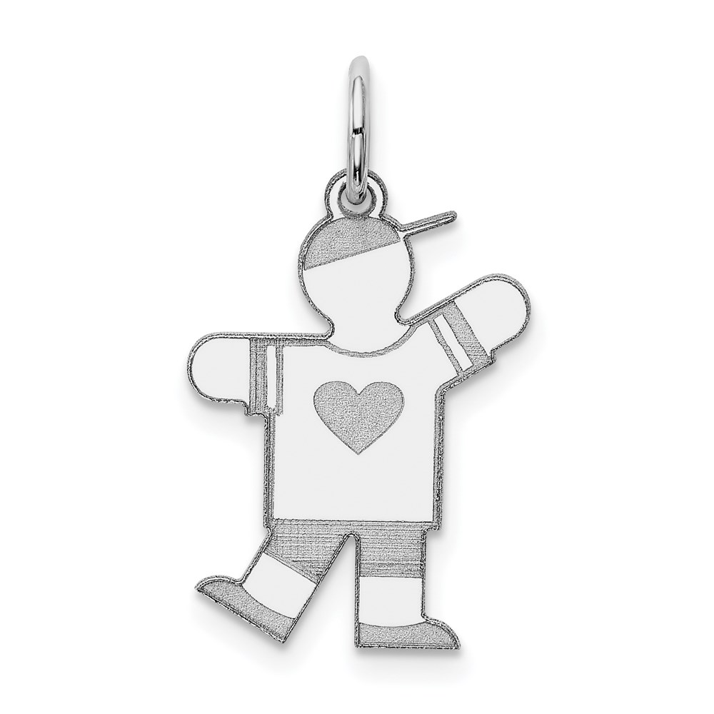 XK1474SS.jpg Sterling Silver Rhodium-plated Kid Charm - Image 1