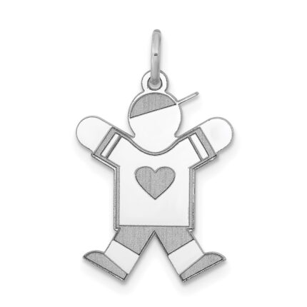 Sterling Silver Rhodium-plated Kid Charm