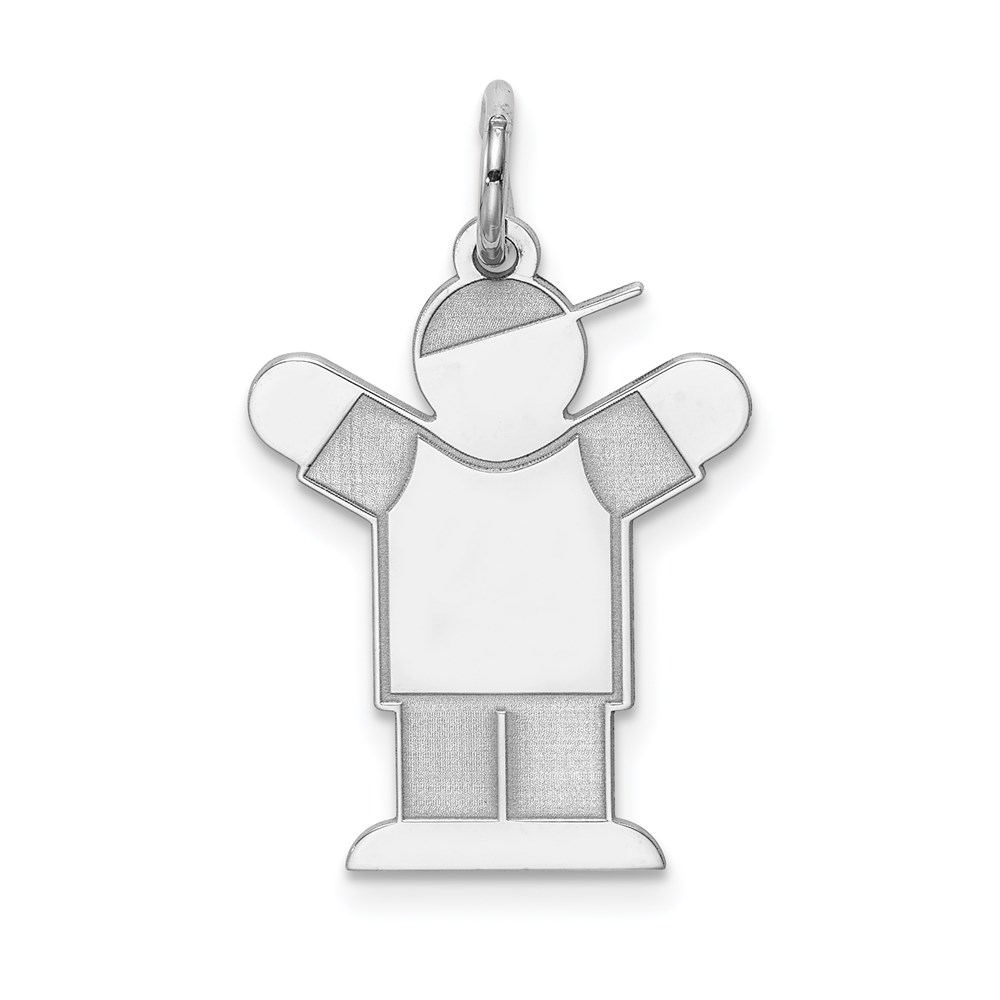 XK1588SS.jpg Sterling Silver Rhodium-plated Kid Charm - Image 1