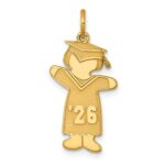 Sterling Silver Gold-plated Class of 2026 Girl Cuddle Charm