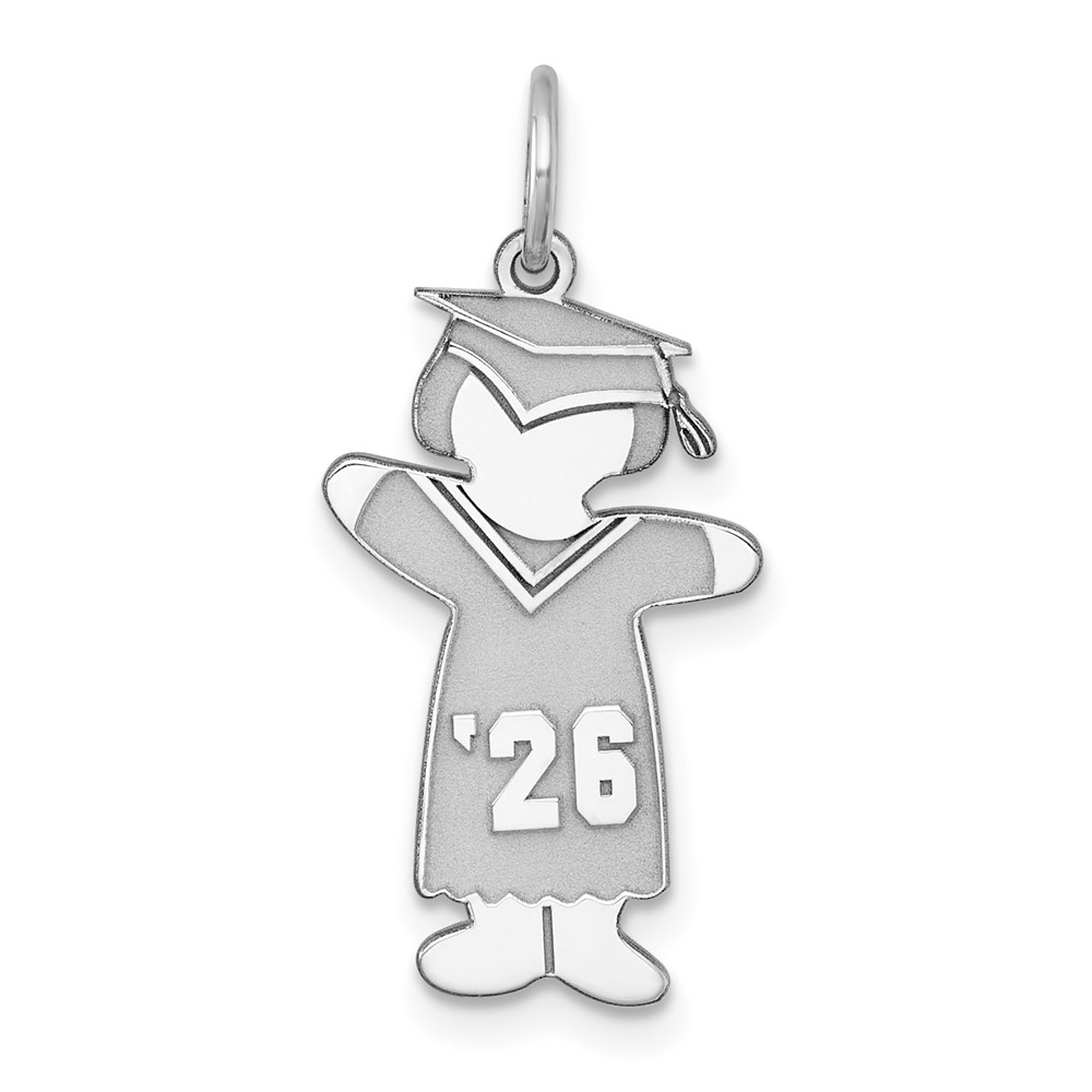 XK1976SS-26.jpg Sterling Silver Rhodium-plated Class of 2026 Girl Cuddle Charm - Image 1