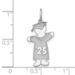 Sterling Silver Rhodium-plated Class of 2025 Boy Cuddle Charm - Image 4