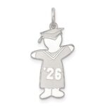 Sterling Silver Rhodium-plated Class of 2026 Boy Cuddle Charm