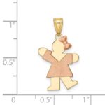 14k Two-tone The Kids Small Girl with Bow on Right Engravable Kiss Charm - Image 3