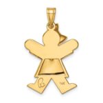14k The Kids Puffed Girl with Bow on Left Engravable Joy Charm - Image 4