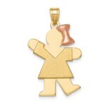 14k Two-tone The Kids Medium Girl with Bow on Right Engravable Kiss Charm