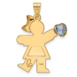 14k The Kids Girl with Light Blue CZ March Birthstone Engravable Kiss Charm - Image 4
