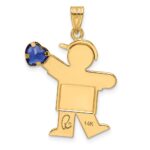 14k The Kids Boy with Dark Blue CZ September Birthstone Engravable Kiss Charm - Image 4