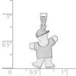 14k White Gold The Kids Small Boy with Hat on Left Engravable Kiss Charm - Image 3
