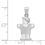 14k White Gold The Kids Small Boy with Hat on Right Engravable Hugs Charm - Image 3